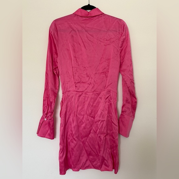 Favorite Daughter the Dinner Party Mini Shirt Dress Flamingo Pink Long Sleeve - Picture 5 of 9